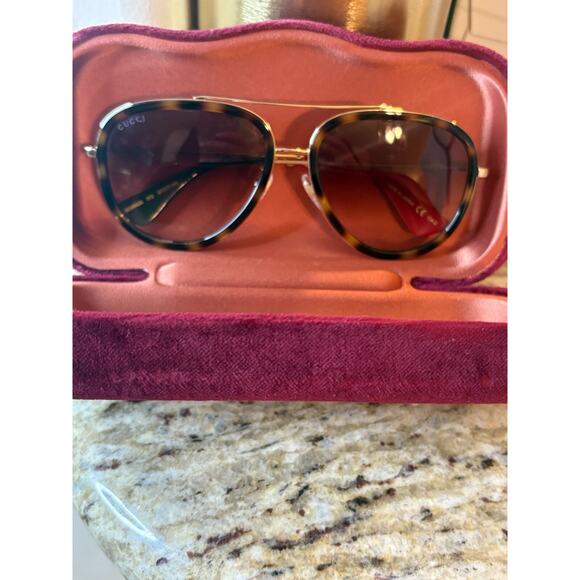 Gucci Acetate Aviator Sunglasses Tortoise MSRP $499 - Picture 6 of 10